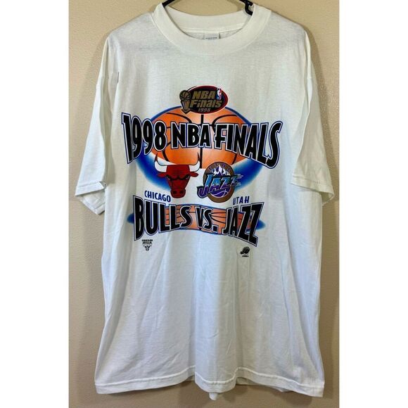 Rare Vintage Utah Jazz 1998 NBA Finals Utah Jazz Vs Chicago Bulls Playoff Shirt - Picture 3 of 10